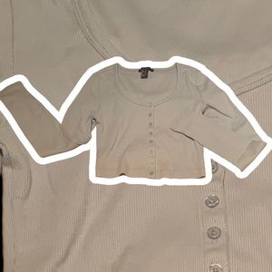 Baby Blue Ribbed Button Up Crop Top